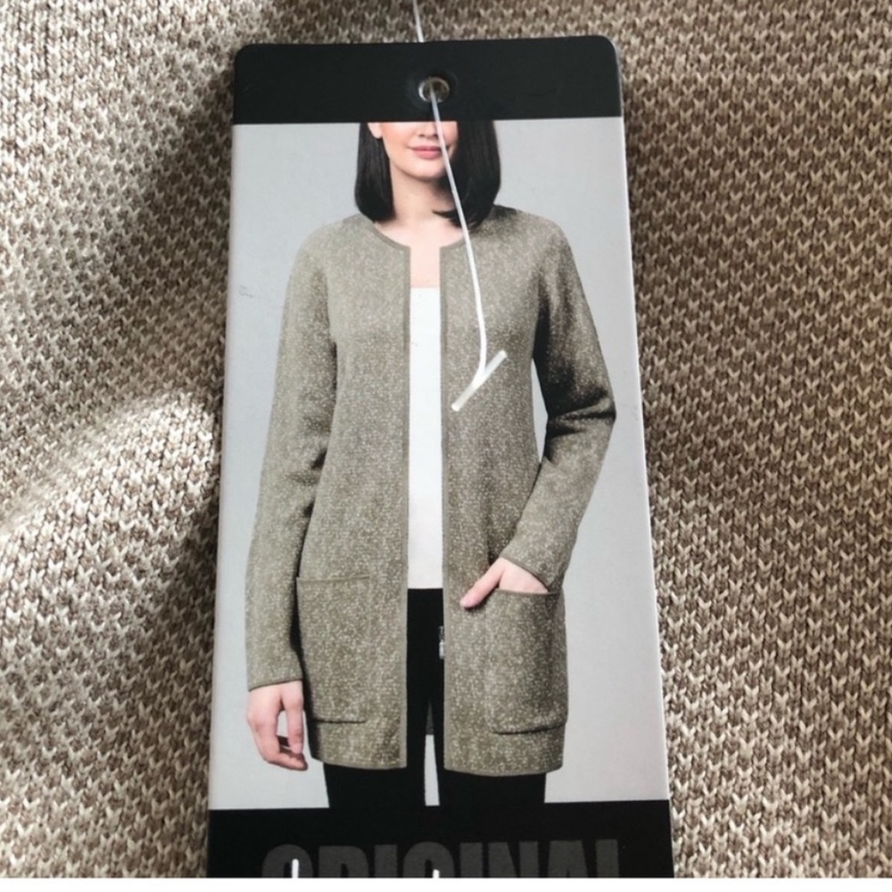 Nicole Miller NWT zipper front beige long sleeve casual cozy cardigan medium